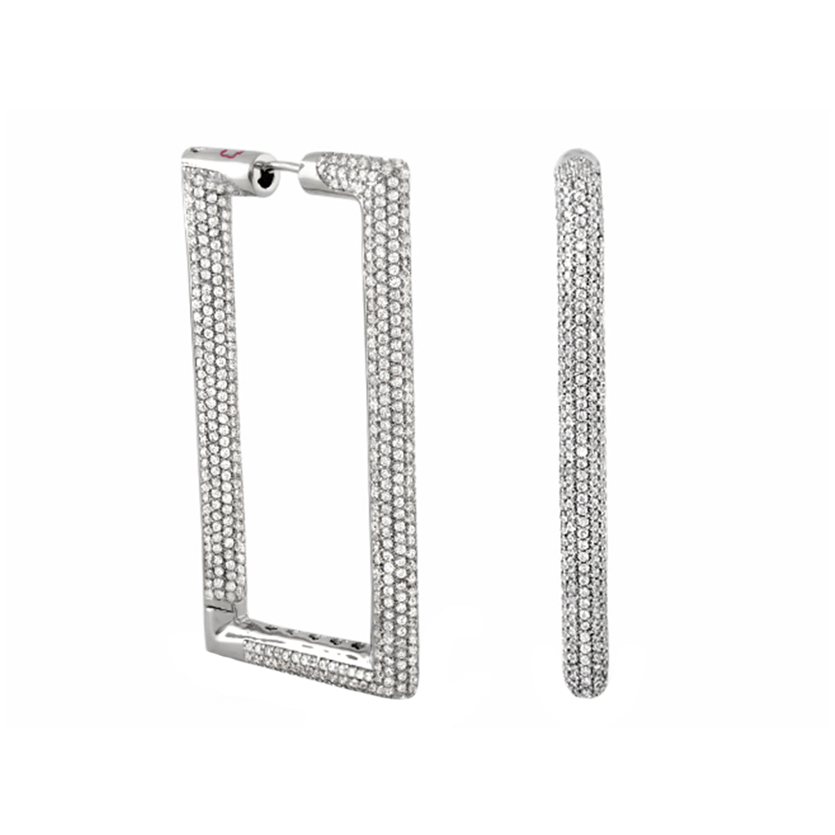 Shimmer and Glimmer Rectangle Earrings Lauren G Adams silver-tone pavé crystal hoops and bar 2pc on Tampa Home & Garden Store