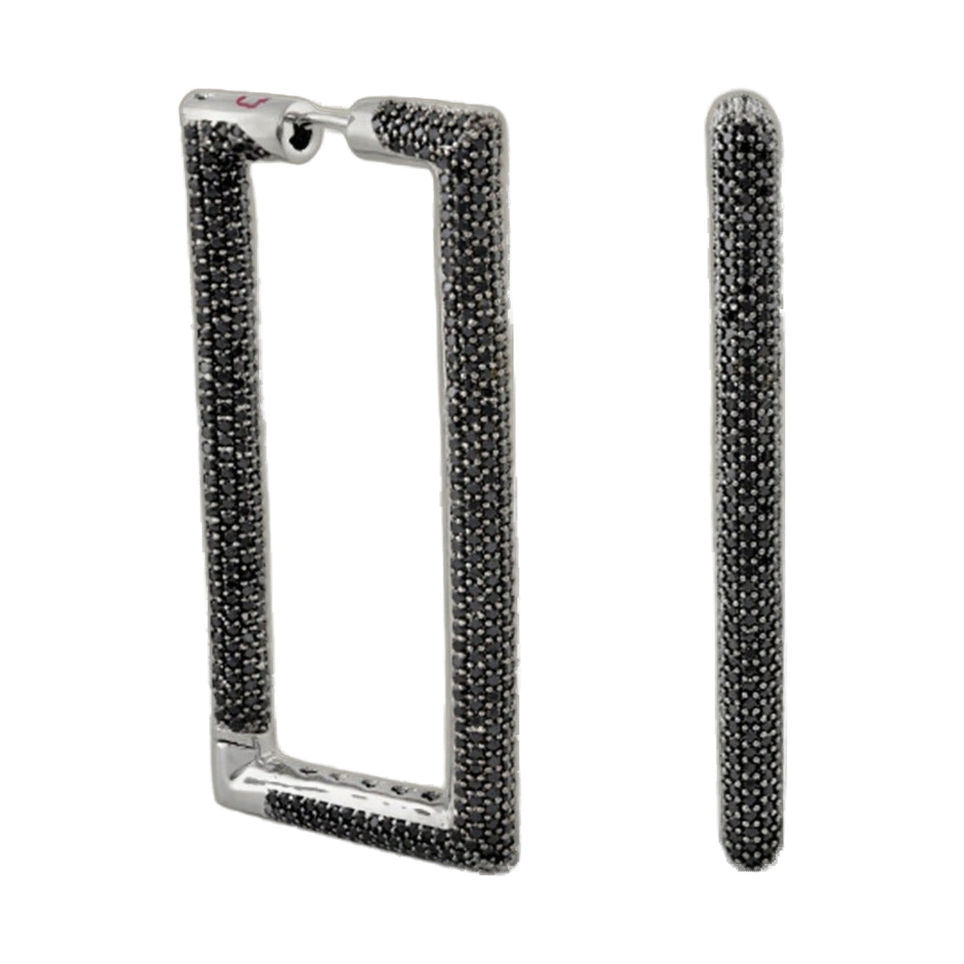 Shimmer and Glimmer Rectangle Earrings by Lauren G Adams, silver-tone pave hoops on Tampa Home & Garden Store