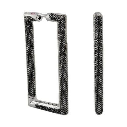 Shimmer and Glimmer Rectangle Earrings by Lauren G Adams, silver-tone pave hoops on Tampa Home & Garden Store