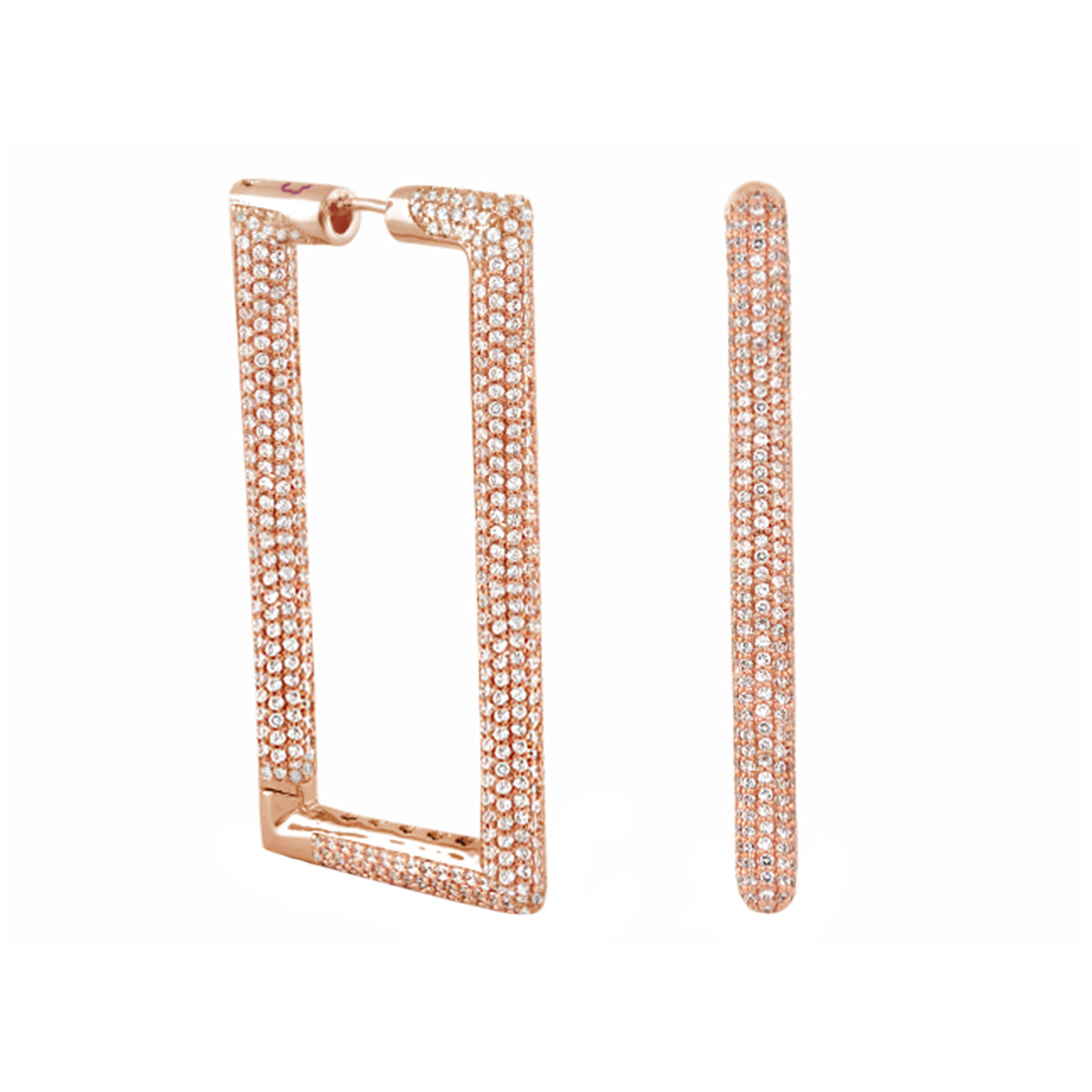 Shimmer and Glimmer Rectangle Earrings pair in rose gold with pavé crystals by Lauren G Adams on Tampa Home & Garden Store