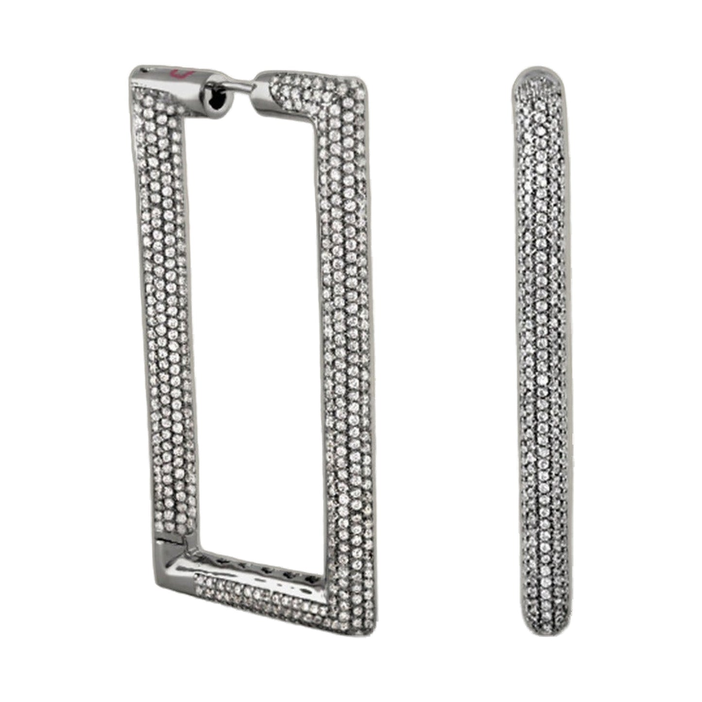 Shimmer and Glimmer Rectangle Earrings by Lauren G Adams, silver-tone pave crystals, set of 3 on Tampa Home & Garden Store