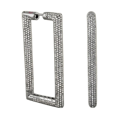 Shimmer and Glimmer Rectangle Earrings by Lauren G Adams, silver-tone pave crystals, set of 3 on Tampa Home & Garden Store