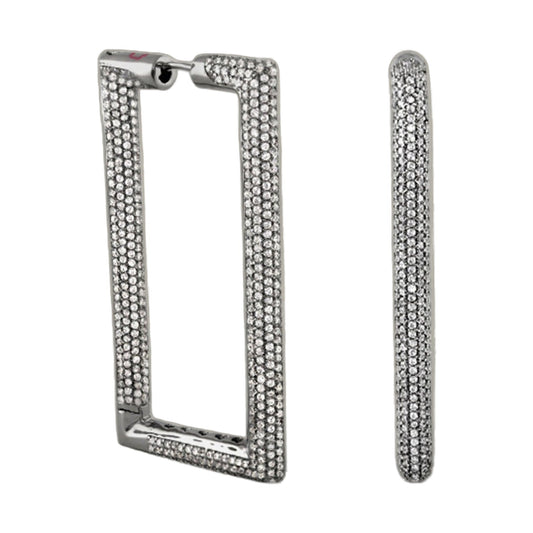 Shimmer and Glimmer Rectangle Earrings by Lauren G Adams, silver-tone pave crystals, set of 3 on Tampa Home & Garden Store