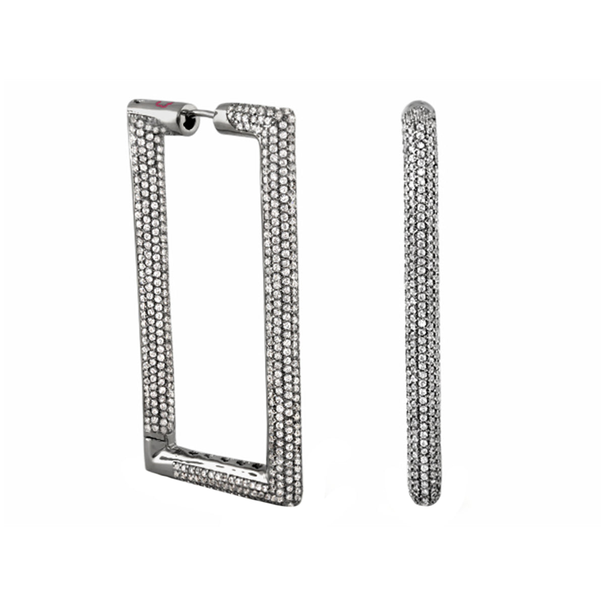 Shimmer and Glimmer Rectangle Earrings pair, silver-tone pavé crystal frames by Lauren G Adams on Tampa Home & Garden Store