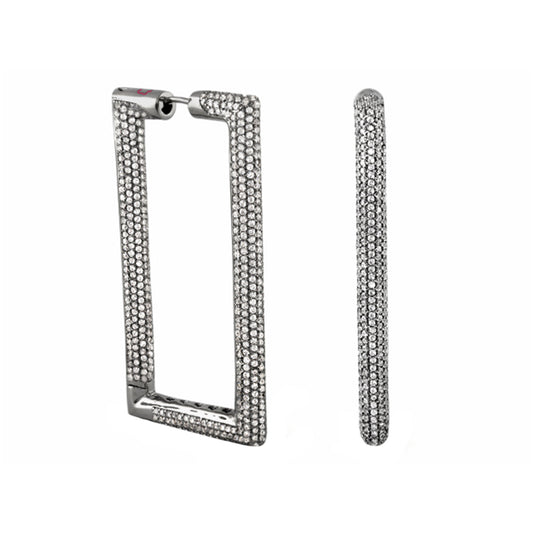 Shimmer and Glimmer Rectangle Earrings pair, silver-tone pavé crystal frames by Lauren G Adams on Tampa Home & Garden Store