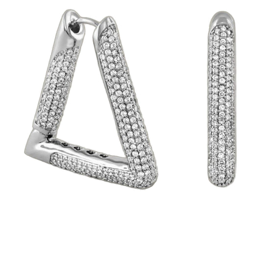 Shimmer and Glimmer Earrings by Lauren G Adams, pavé diamond hoop in silver-tone metal on Tampa Home & Garden Store