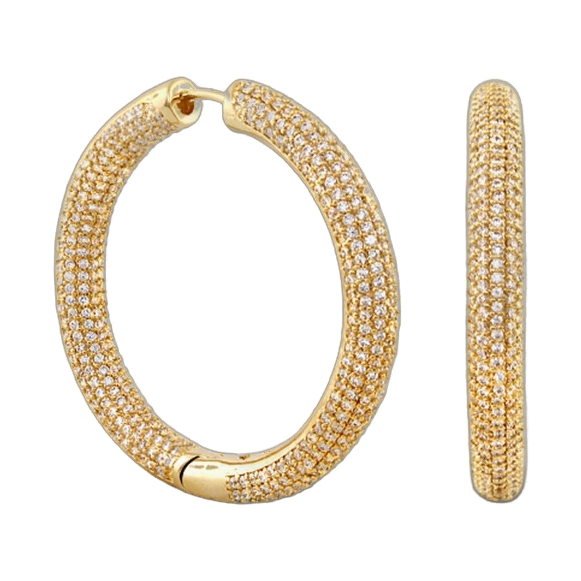Shimmer and Glimmer pave round earrings pair in gold-tone with pavé stones by Lauren G Adams on Tampa Home & Garden Store