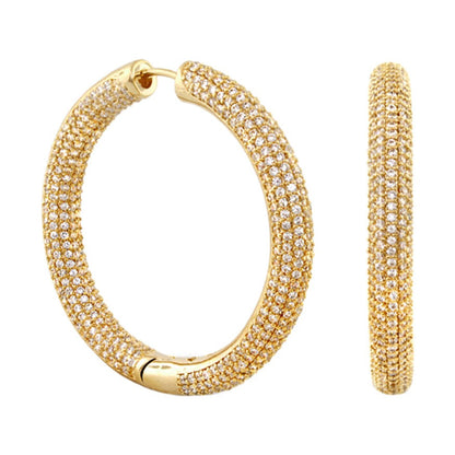 Shimmer and Glimmer pave round earrings in gold with pavé crystals by Lauren G Adams on Tampa Home & Garden Store