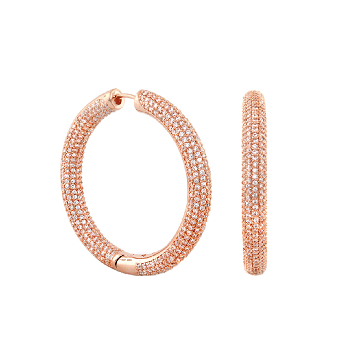 Shimmer and Glimmer pave round earrings pair rose gold-tone pavé crystals Lauren G Adams on Tampa Home & Garden Store