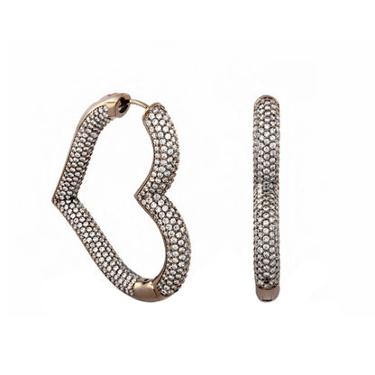 Shimmer and Glimmer earrings, Lauren G Adams, diamond-encrusted rose gold-tone hoops (pair) on Tampa Home & Garden Store