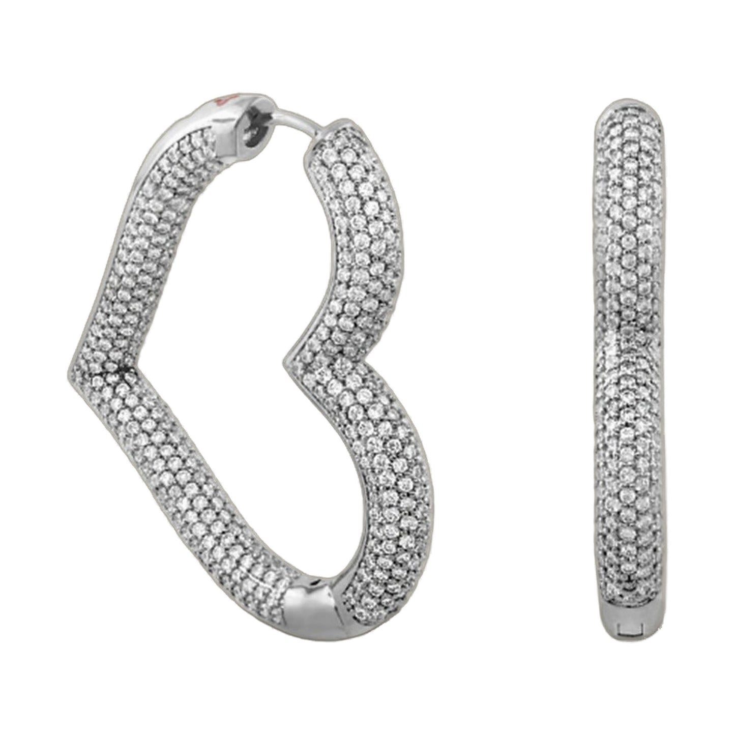Shimmer and Glimmer pave hoop earrings, silver-toned with clear crystals, pair on Tampa Home & Garden Store