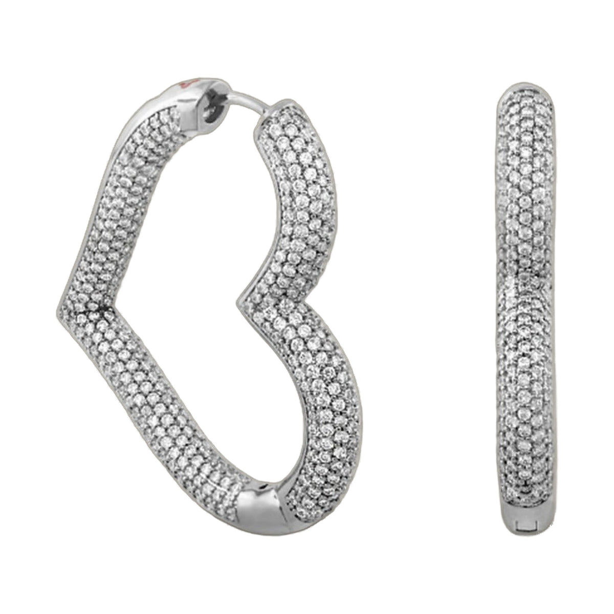 Shimmer and Glimmer pave hoop earrings, silver-toned with clear crystals, pair on Tampa Home & Garden Store