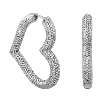 Shimmer and Glimmer pave hoop earrings, silver-toned with clear crystals, pair on Tampa Home & Garden Store
