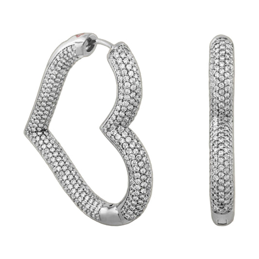 Shimmer and Glimmer pave hoop earrings, silver-toned with clear crystals, pair on Tampa Home & Garden Store