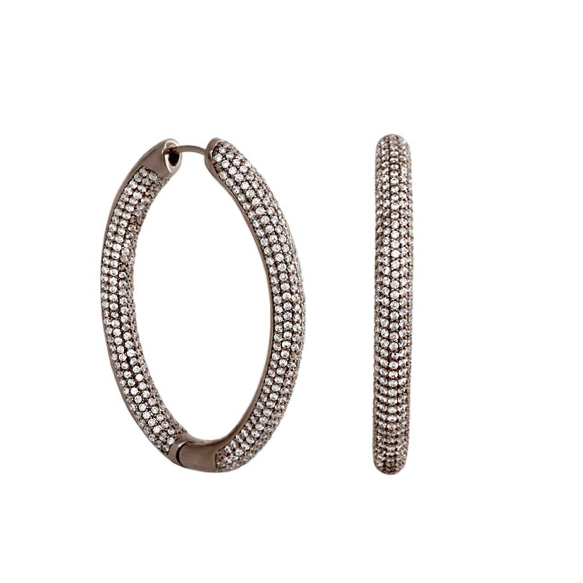 Shimmer and Glimmer Oval Earrings rose gold pavé hoops by Lauren G Adams on Tampa Home & Garden Store