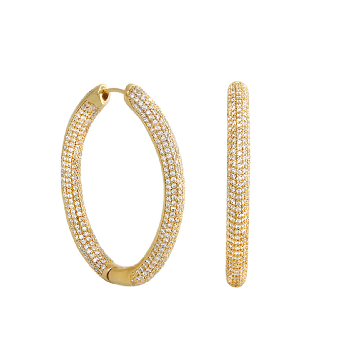 Shimmer and Glimmer oval earrings by Lauren G Adams, gold pave hoops with crystals on Tampa Home & Garden Store