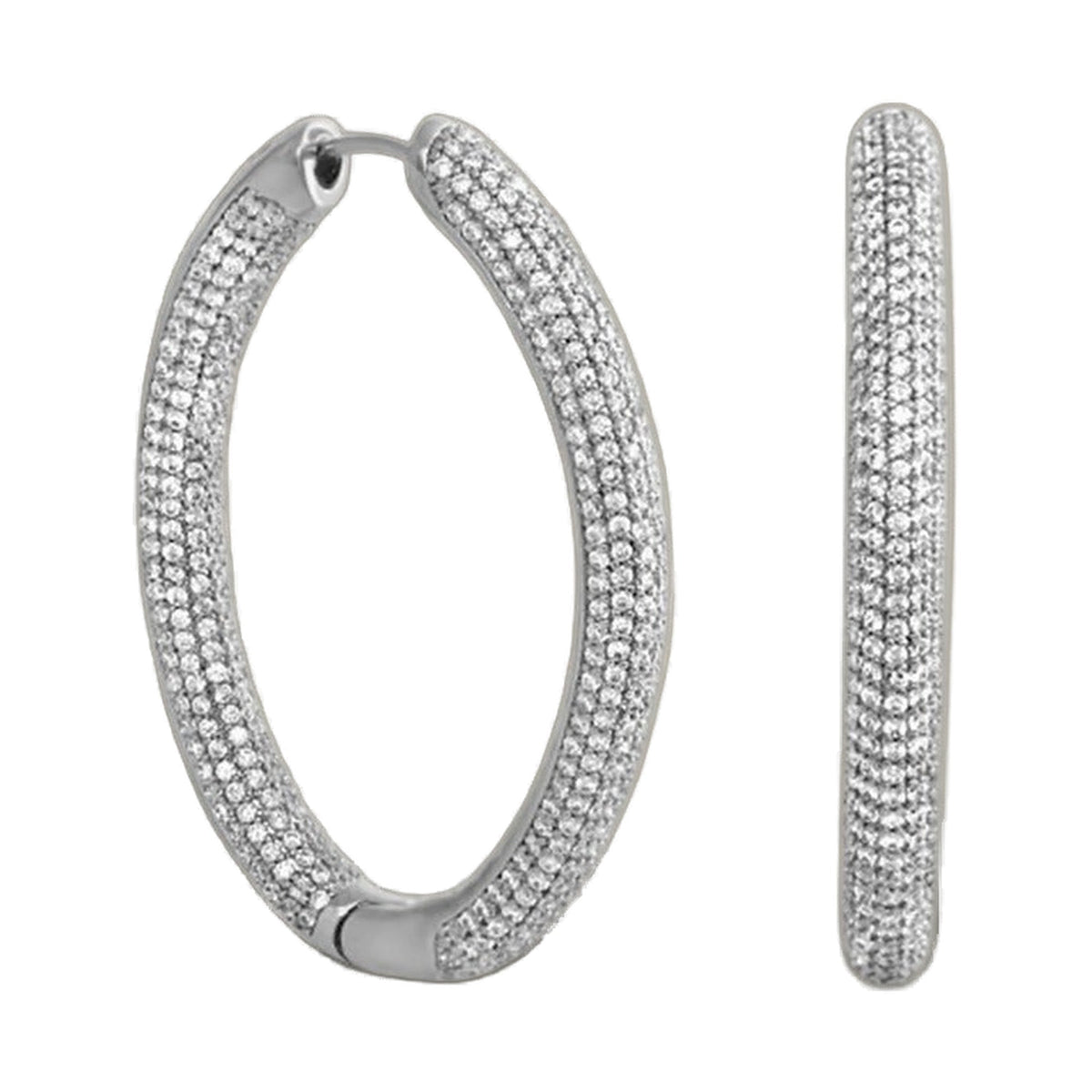 Shimmer and Glimmer Oval Earrings by Lauren G Adams, pavé diamond-hoop set in silver, 2 earrings on Tampa Home & Garden Store