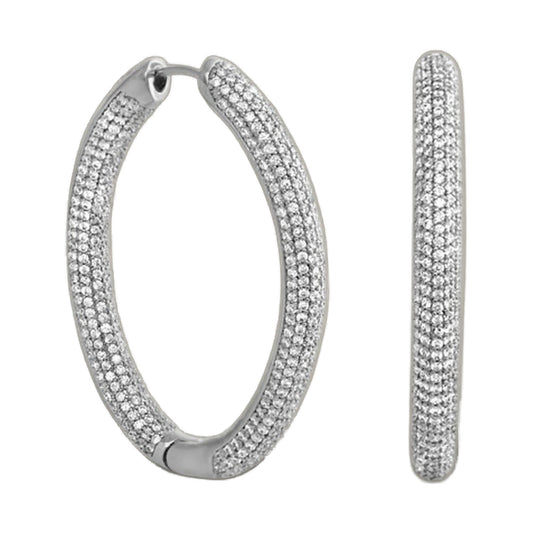 Shimmer and Glimmer Oval Earrings by Lauren G Adams, pavé diamond-hoop set in silver, 2 earrings on Tampa Home & Garden Store