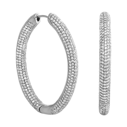 Shimmer and Glimmer Oval Earrings by Lauren G Adams, silver-tone pave crystal hoop pair on Tampa Home & Garden Store