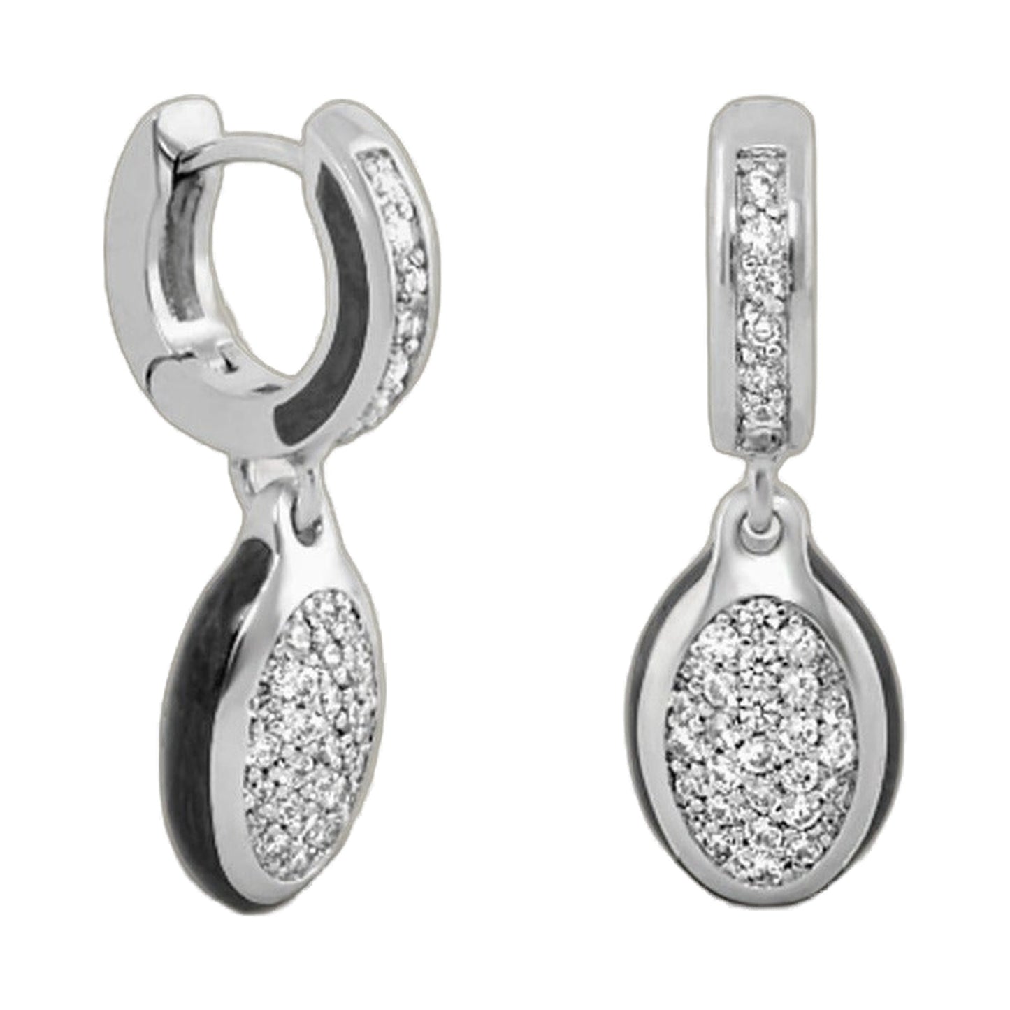 The Glam Earrings by Lauren G Adams, pavé diamond silver hoop and drop earrings set on Tampa Home & Garden Store