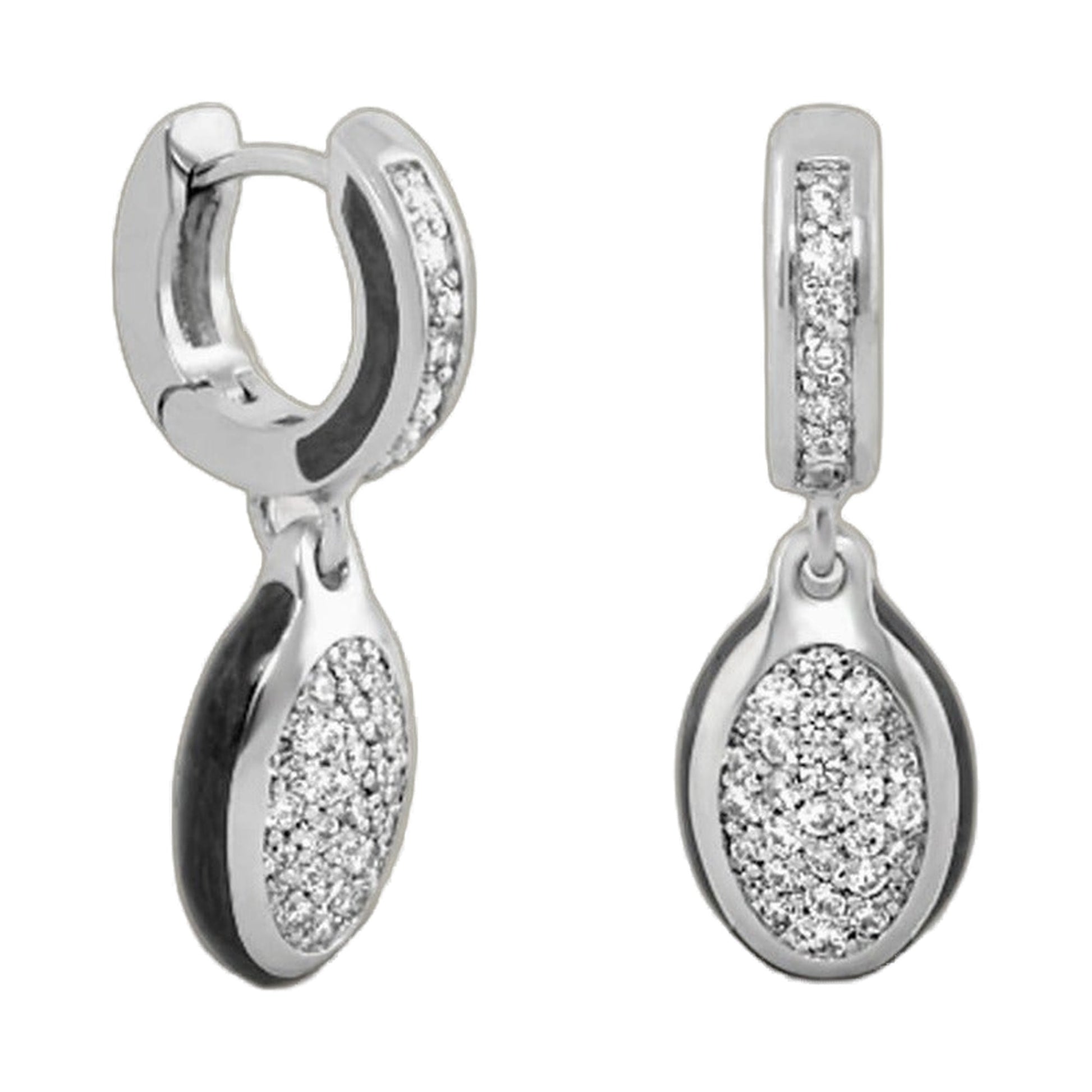 The Glam Earrings by Lauren G Adams, pavé diamond silver hoop and drop earrings set on Tampa Home & Garden Store