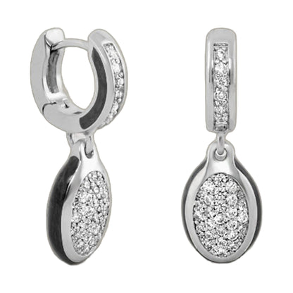 The Glam Earrings by Lauren G Adams, pavé diamond silver hoop and drop earrings set on Tampa Home & Garden Store