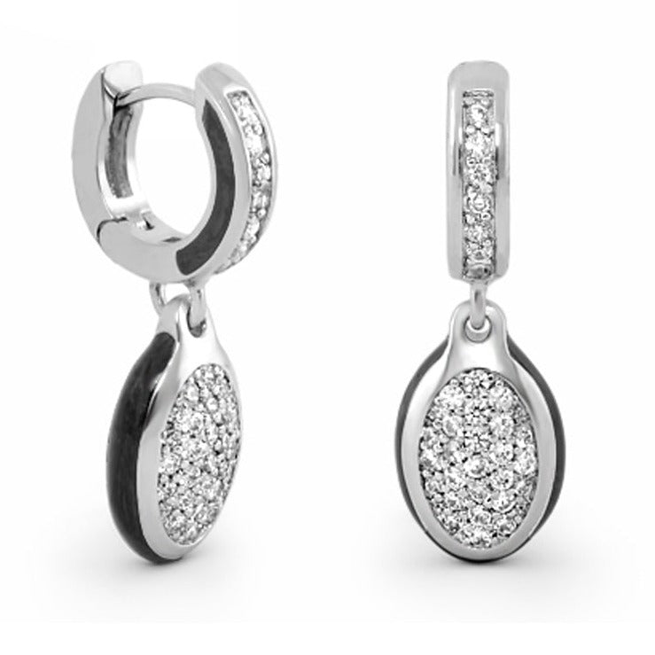 The Glam Earrings by Lauren G Adams, silver-tone drop earrings with pavé crystals on Tampa Home & Garden Store