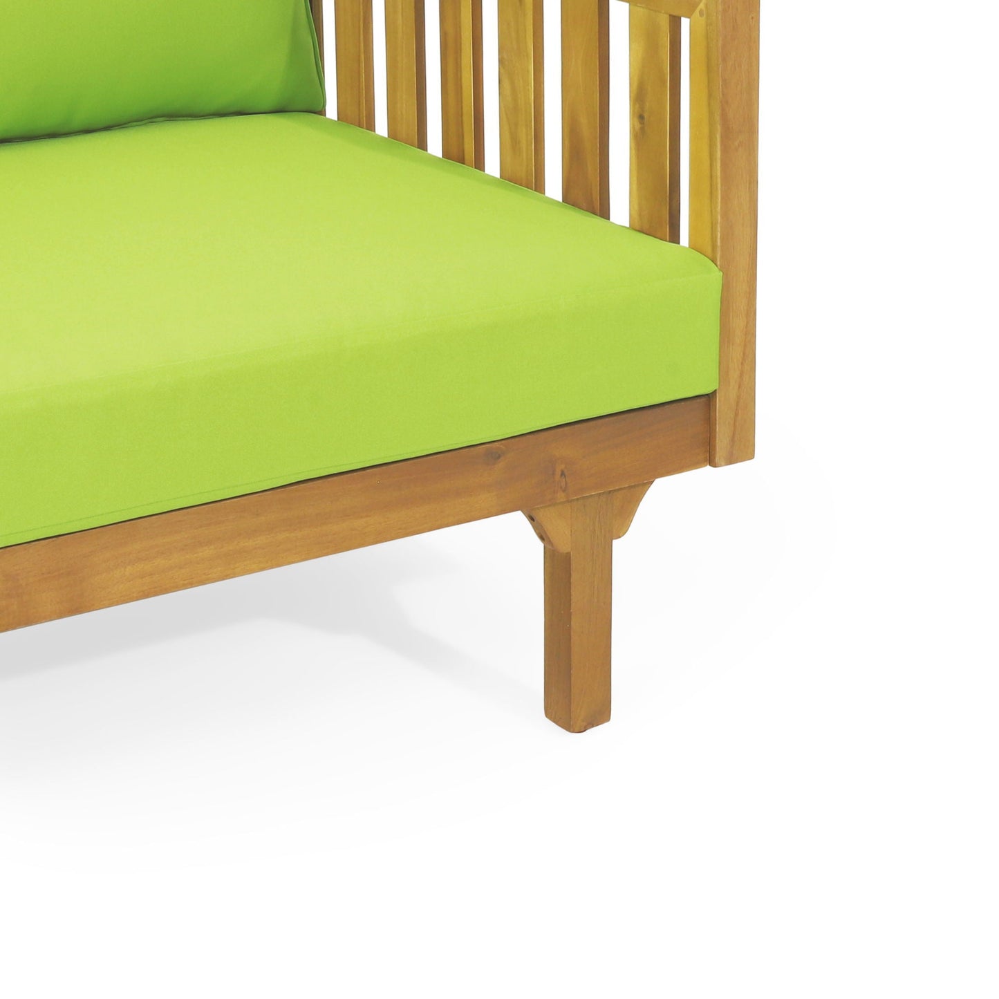 Claremont 3-seater daybed in teak/acacia wood with lime green water-resistant cushions on Tampa Home & Garden Store