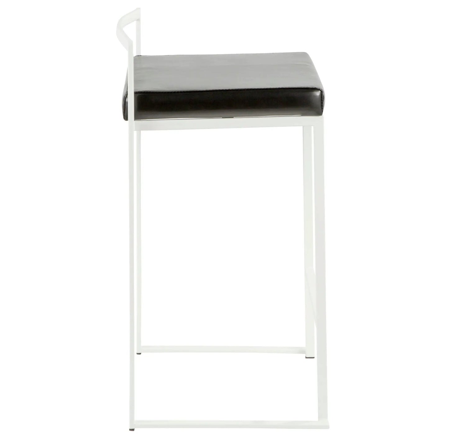 Fuji Stackable Counter Stool with white metal frame and gray upholstered seat on Tampa Home & Garden Store