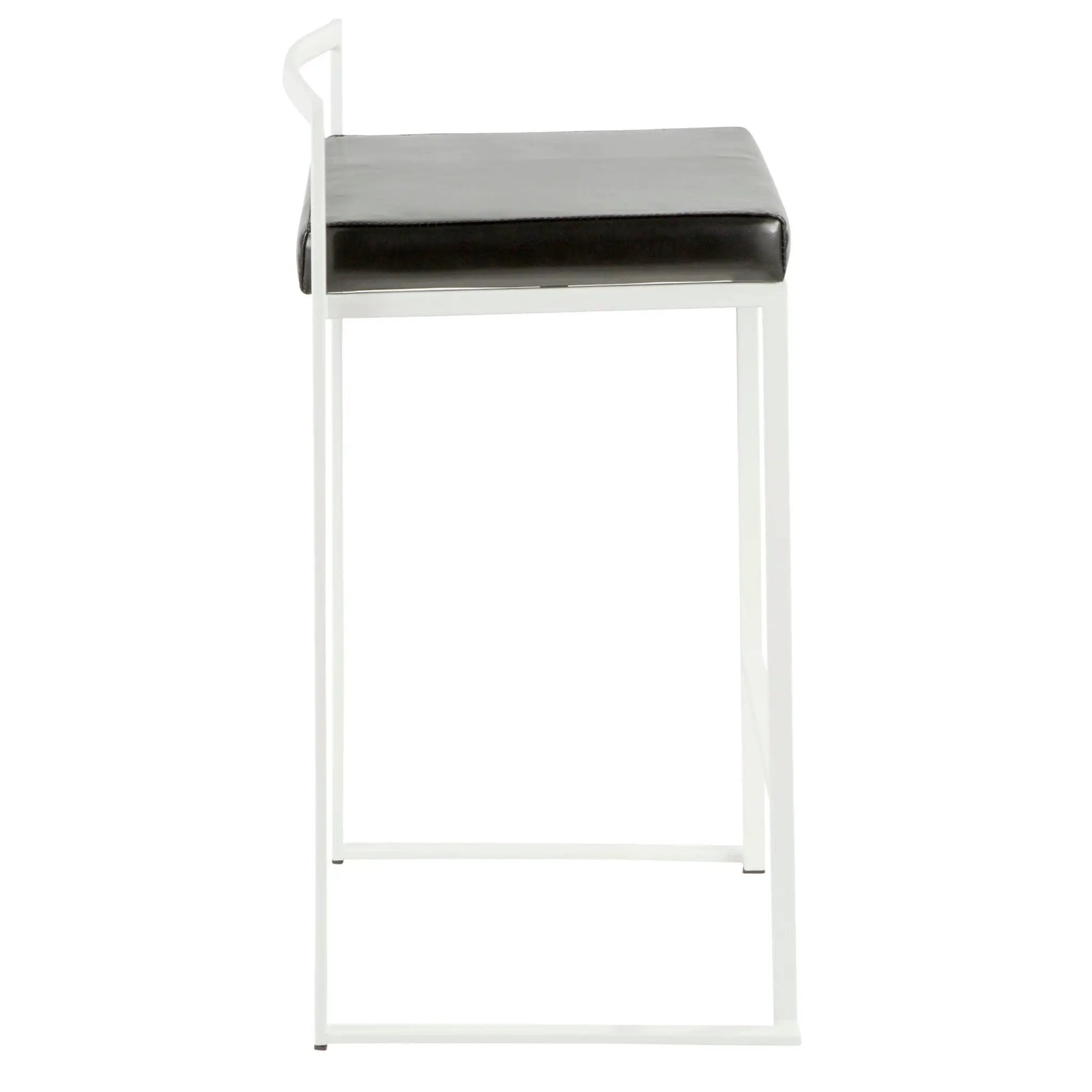 Fuji Stackable Counter Stool with white metal frame and gray upholstered seat on Tampa Home & Garden Store
