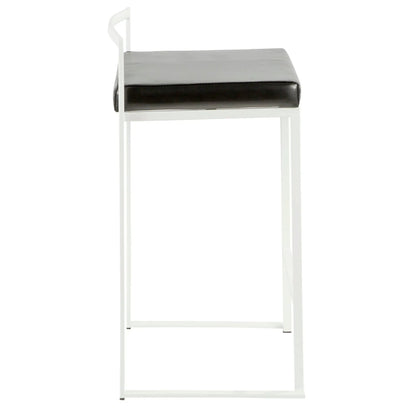 Fuji Stackable Counter Stool with white metal frame and gray upholstered seat on Tampa Home & Garden Store
