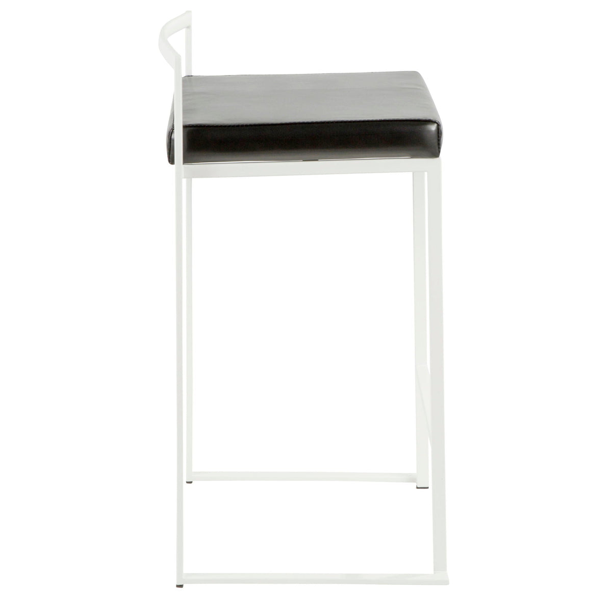 Stackable counter stool with padded grey seat on white metal frame by HouseOfZazla on Tampa Home & Garden Store