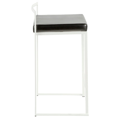 Stackable counter stool with padded grey seat on white metal frame by HouseOfZazla on Tampa Home & Garden Store