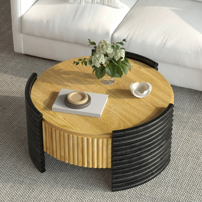 Modern Striped Coffee Table With Flip Top Storage