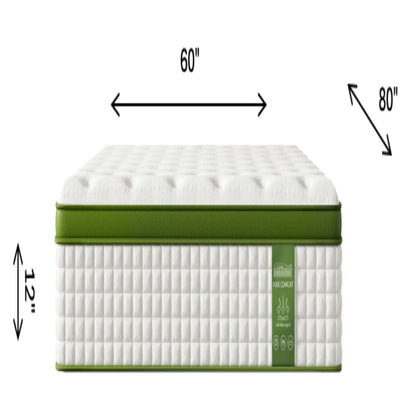12in Hybrid Mattress With Gel Memory Foam & Pocket Springs quilted top with green border on Tampa Home & Garden Store