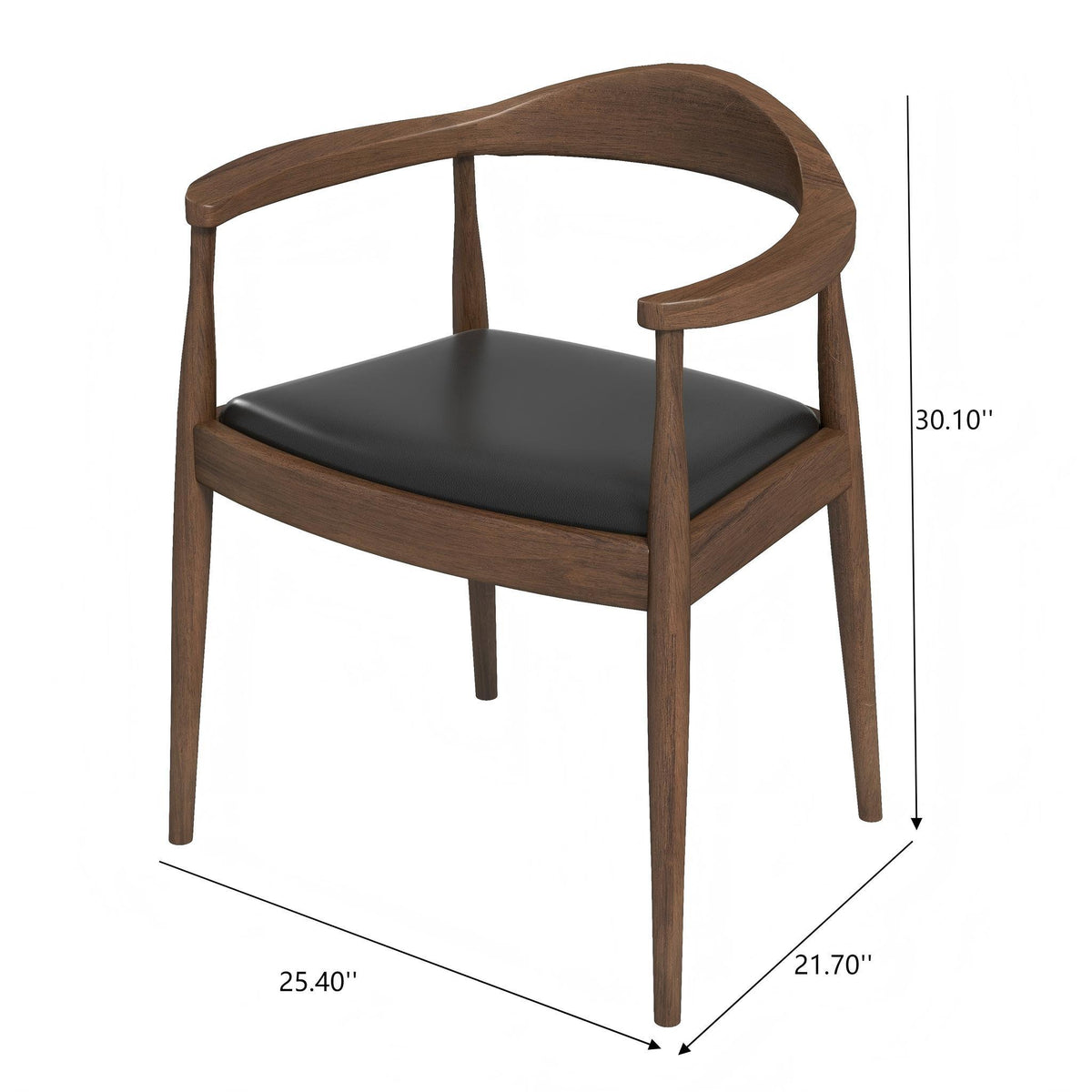 Mid-Century Modern Dining Chair with Armrests in brown wood and black seat by HouseOfZazla on Tampa Home & Garden Store