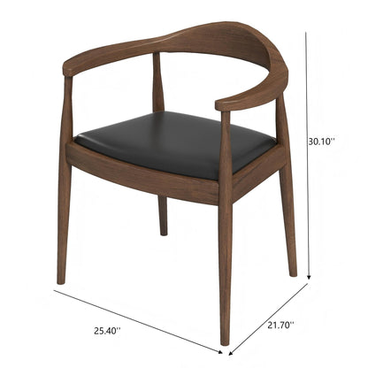 Mid-Century Modern Dining Chair with Armrests in brown wood and black seat by HouseOfZazla on Tampa Home & Garden Store