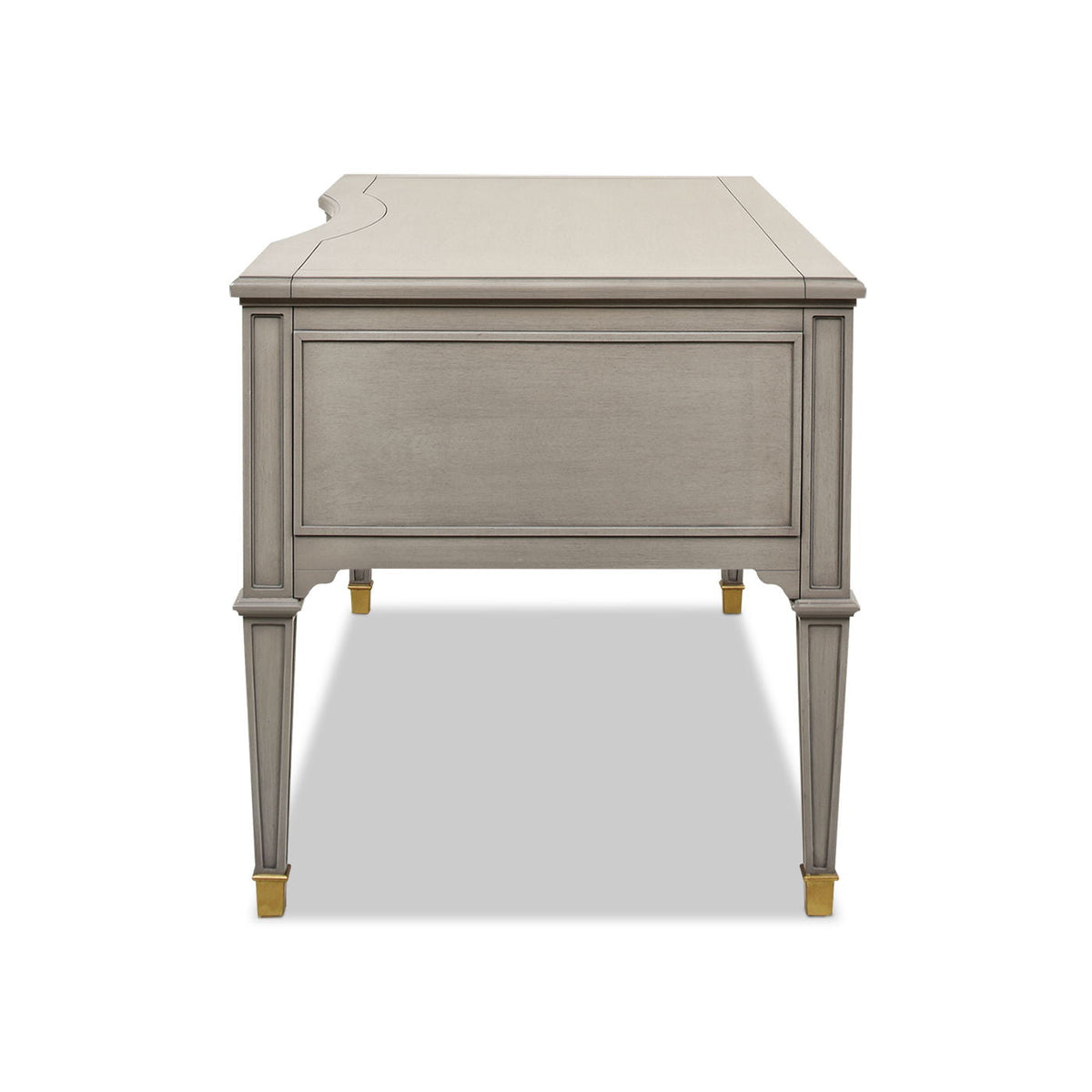 Executive desk Dauphin 5-drawer gray solid rubber hardwood by HouseOfZazla with brass feet on Tampa Home & Garden Store