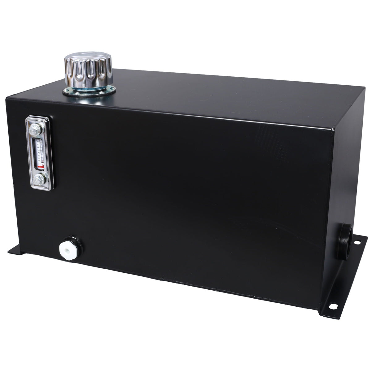 Heavy duty hydraulic fluid tank 10 gal steel black with chrome breather cap and side gauge on Tampa Home & Garden Store