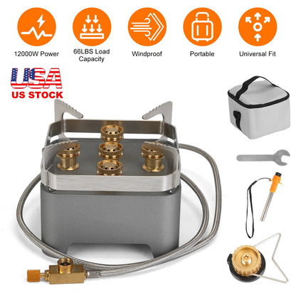 GemGear 12000W portable camping stove with cassette adapter, brass burners, carrying case on Tampa Home & Garden Store