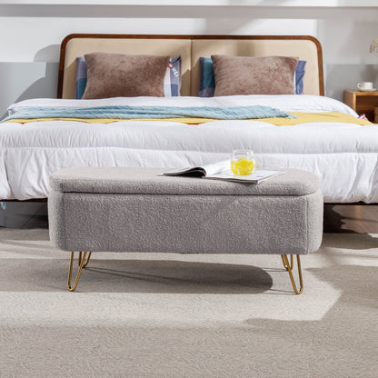 Soft Faux Fur Storage Ottoman For Bedroom