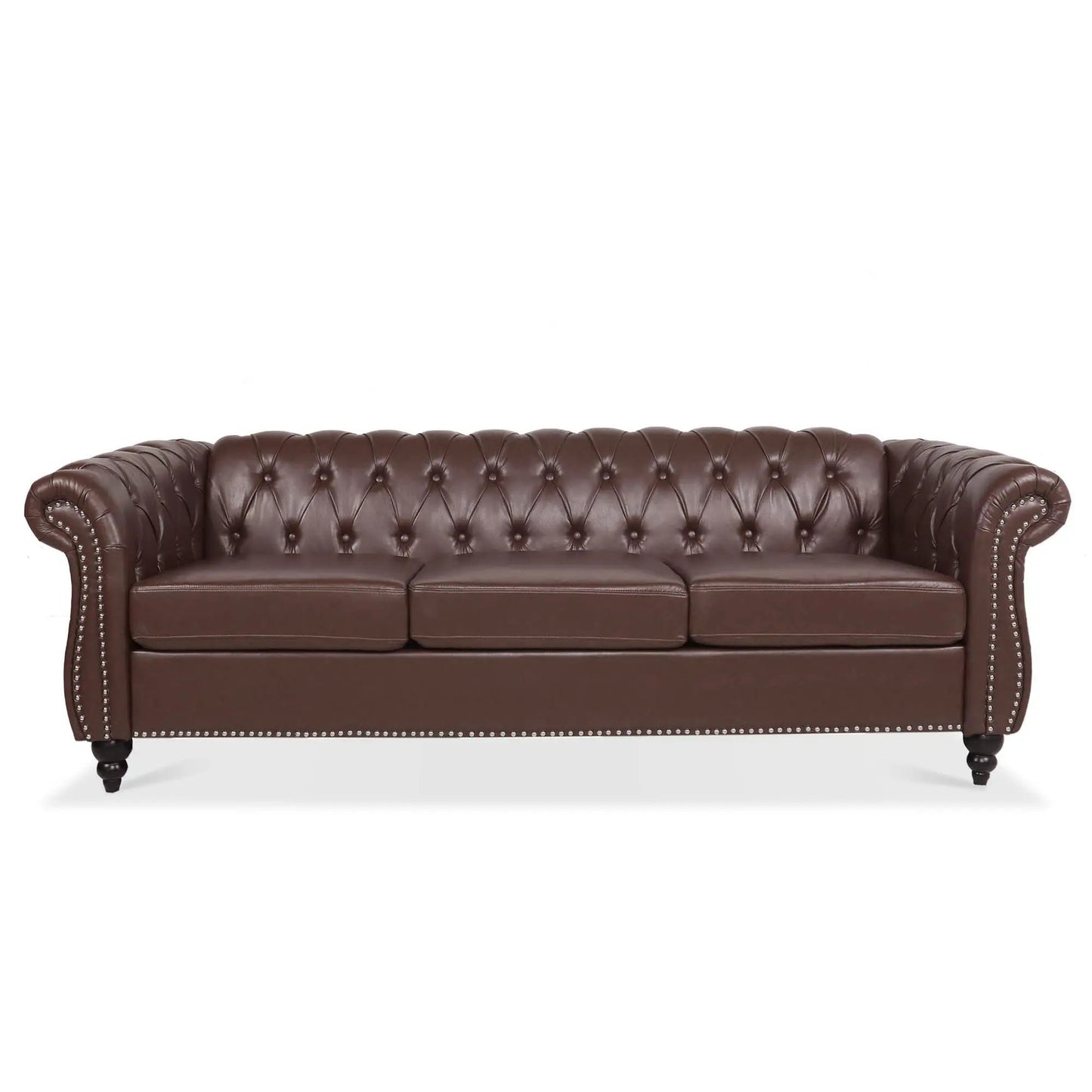 Rolled Arm Chesterfield 3 Seater Sofa brown leather tufted back by Unique Piece Furniture on Tampa Home & Garden Store