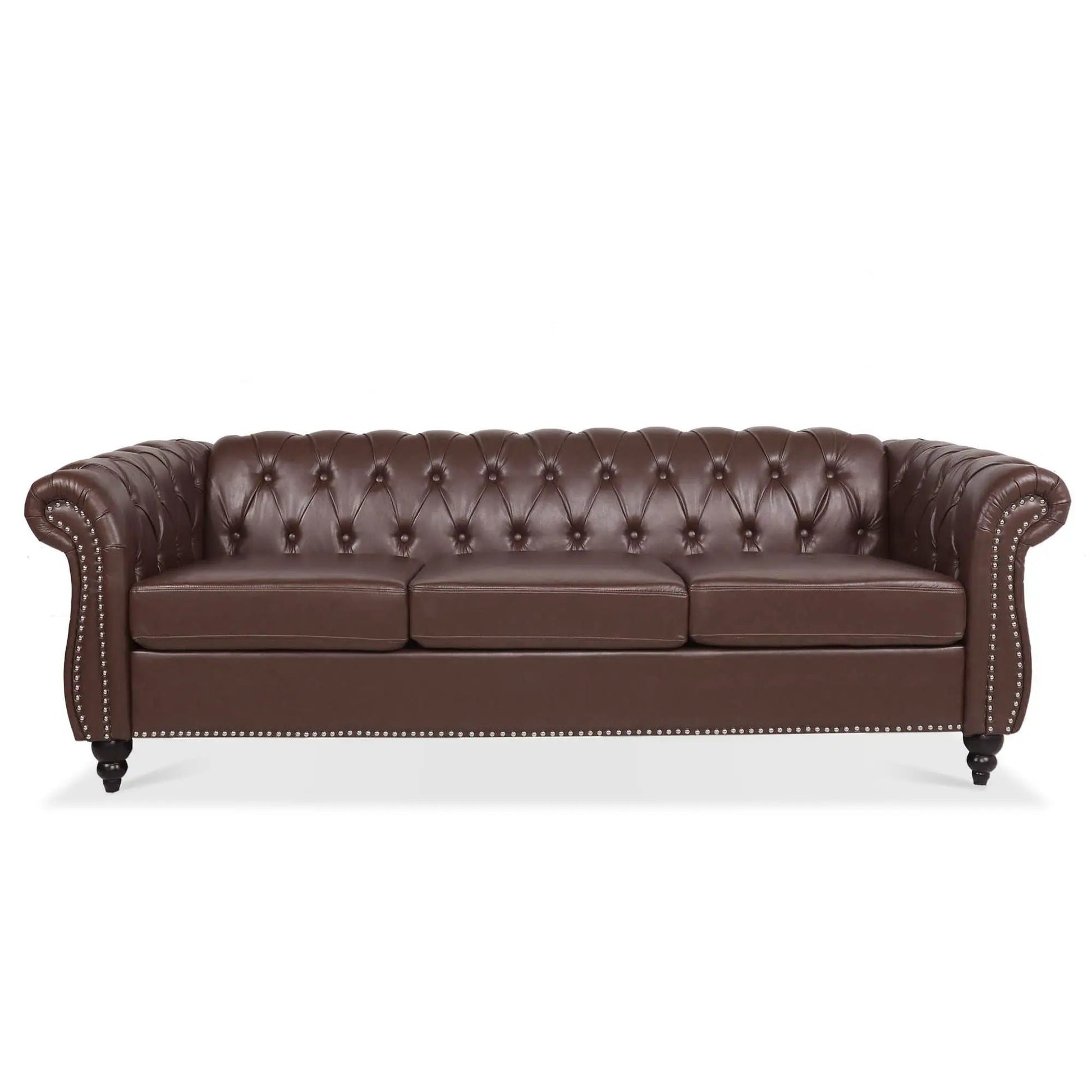 Rolled Arm Chesterfield 3 Seater Sofa brown leather tufted back by Unique Piece Furniture on Tampa Home & Garden Store