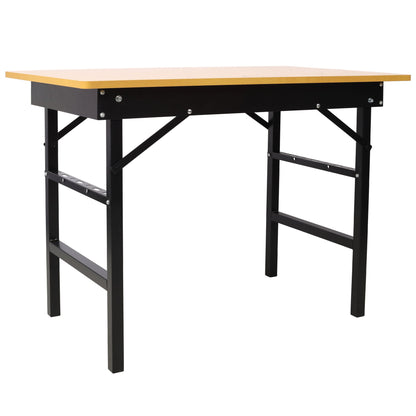Portable folding work table with light wood top and black metal frame on Tampa Home & Garden Store