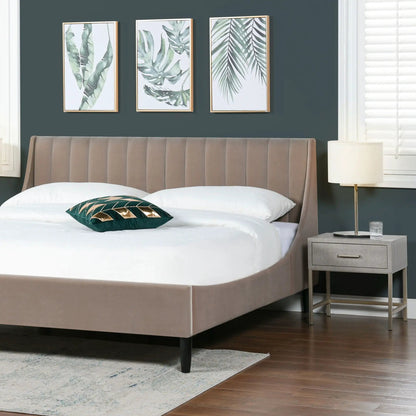 Aspen vertical tufted headboard platform bed set in beige by Unique Piece Furniture on Tampa Home & Garden Store