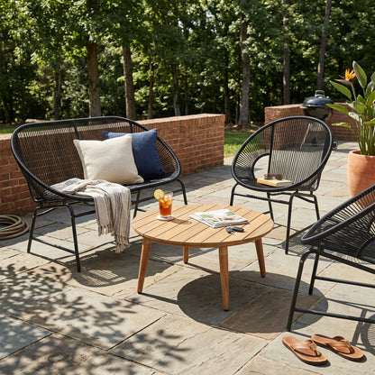 Nusa Outdoor Patio 4 Piece Chat Set with Table