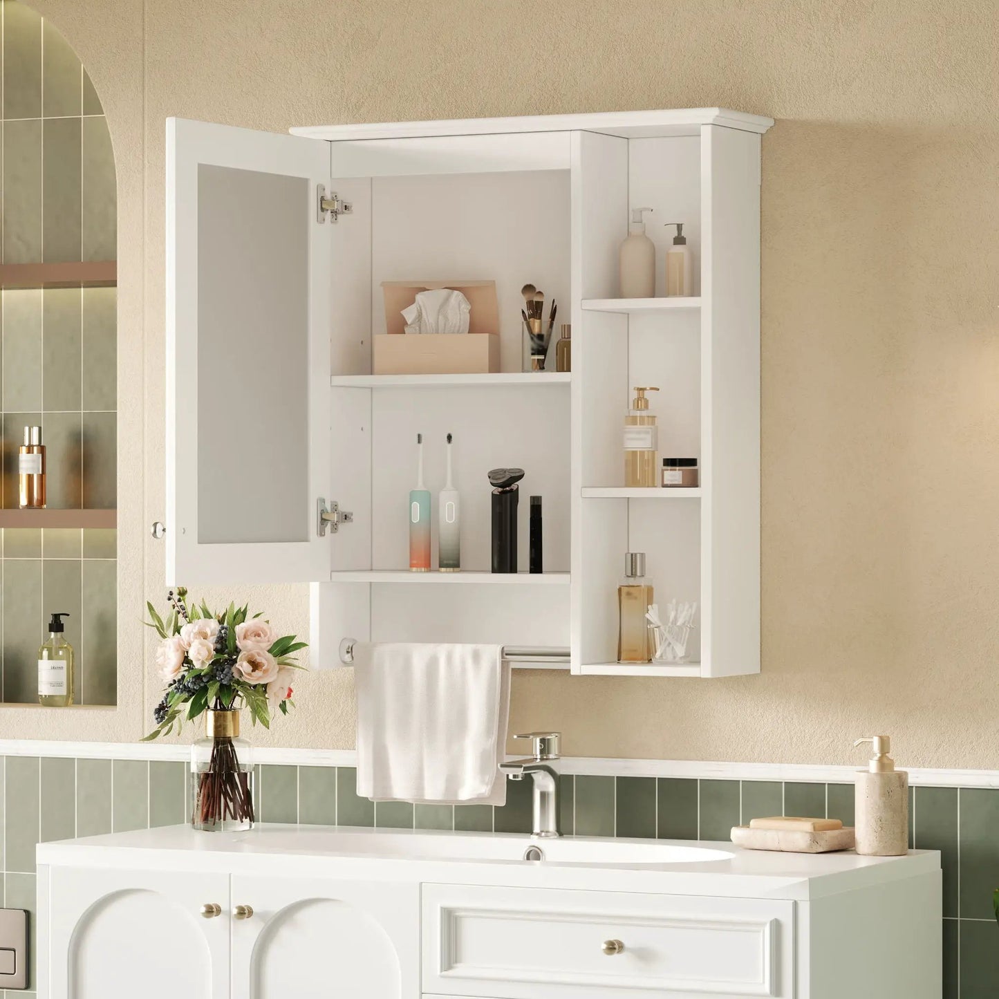 Modern 3 in 1 Mirror Cabinet and Towel Bar