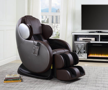 Pacari Synthetic Power 2D Massage Chair brown leather by HouseOfZazla remote pocket in home on Tampa Home & Garden Store
