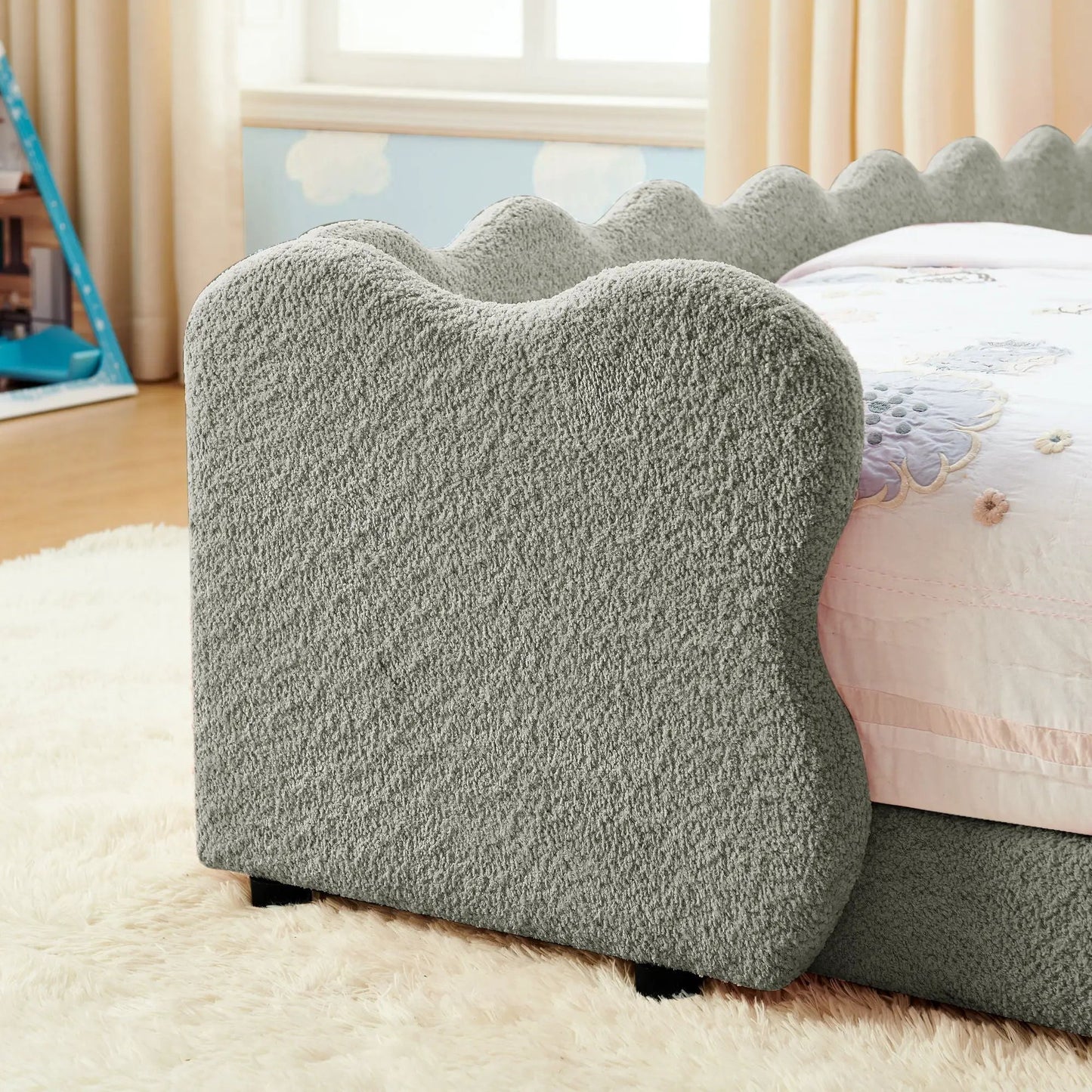 Cute Dinosaur Bed with Guardrail Toddler Frame