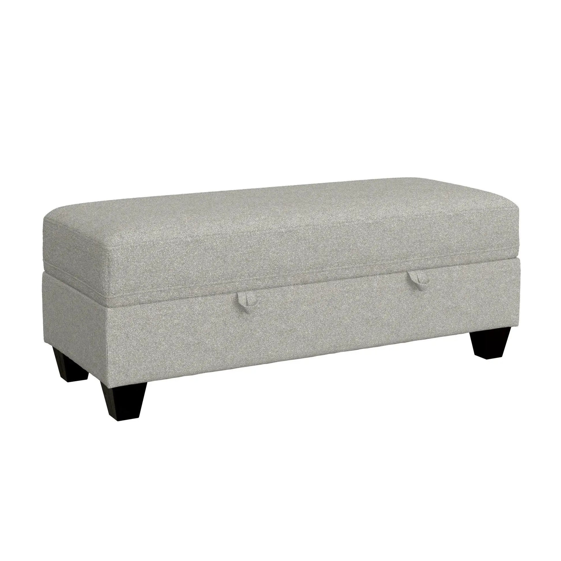 Drason storage ottoman, grey fabric, rectangular with dark legs by Unique Piece Furniture on Tampa Home & Garden Store